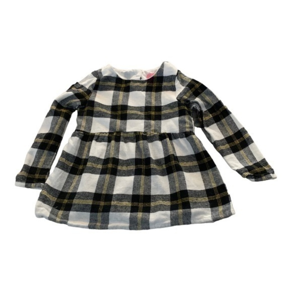 Isaac mizrahi baby girl plaid black gold flannel dress
